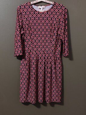 Jude Connally Brynn Jude Cloth Fit & Flare Dress Black/Red Geometric MEDIUM